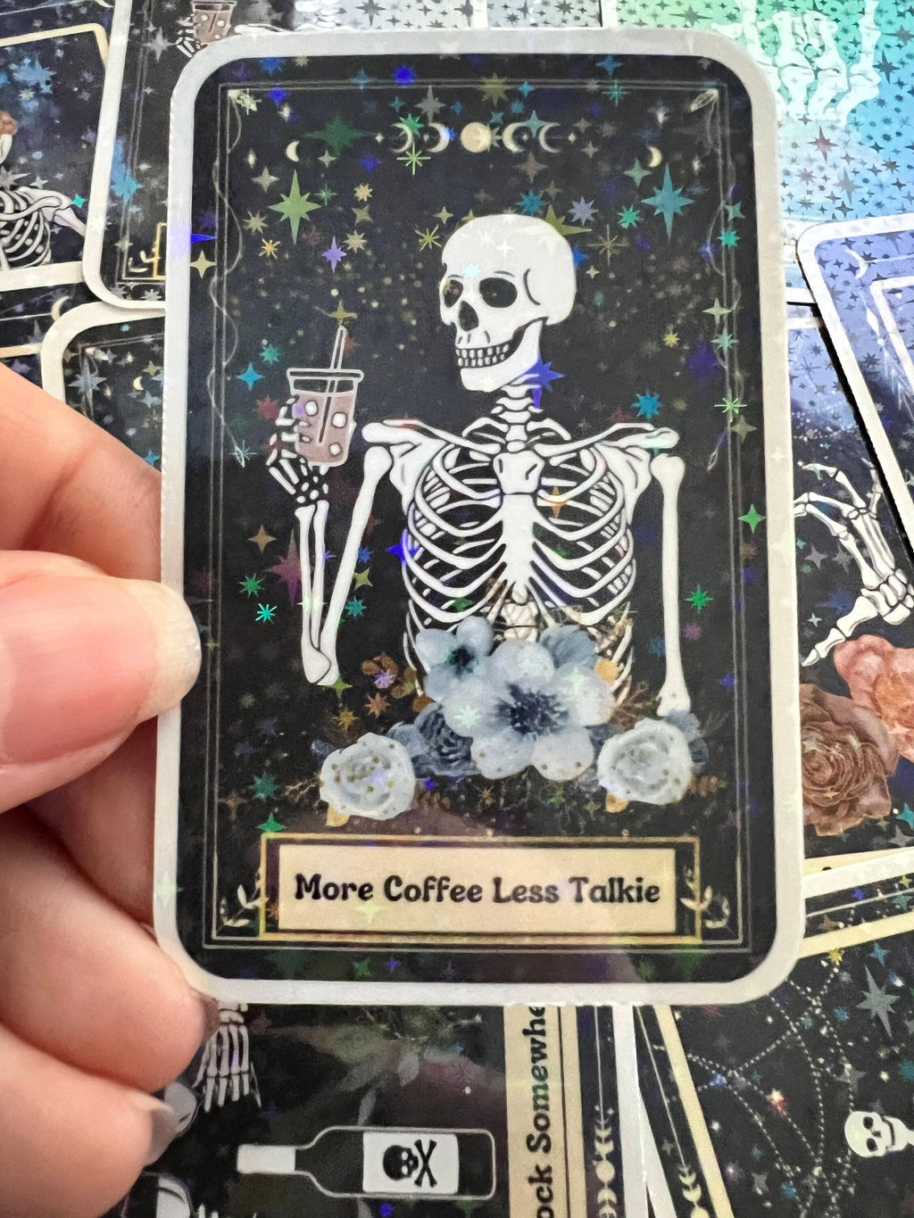 Holographic Tarot Skeleton Stickers – Funny Tarot Lover Gift Pack