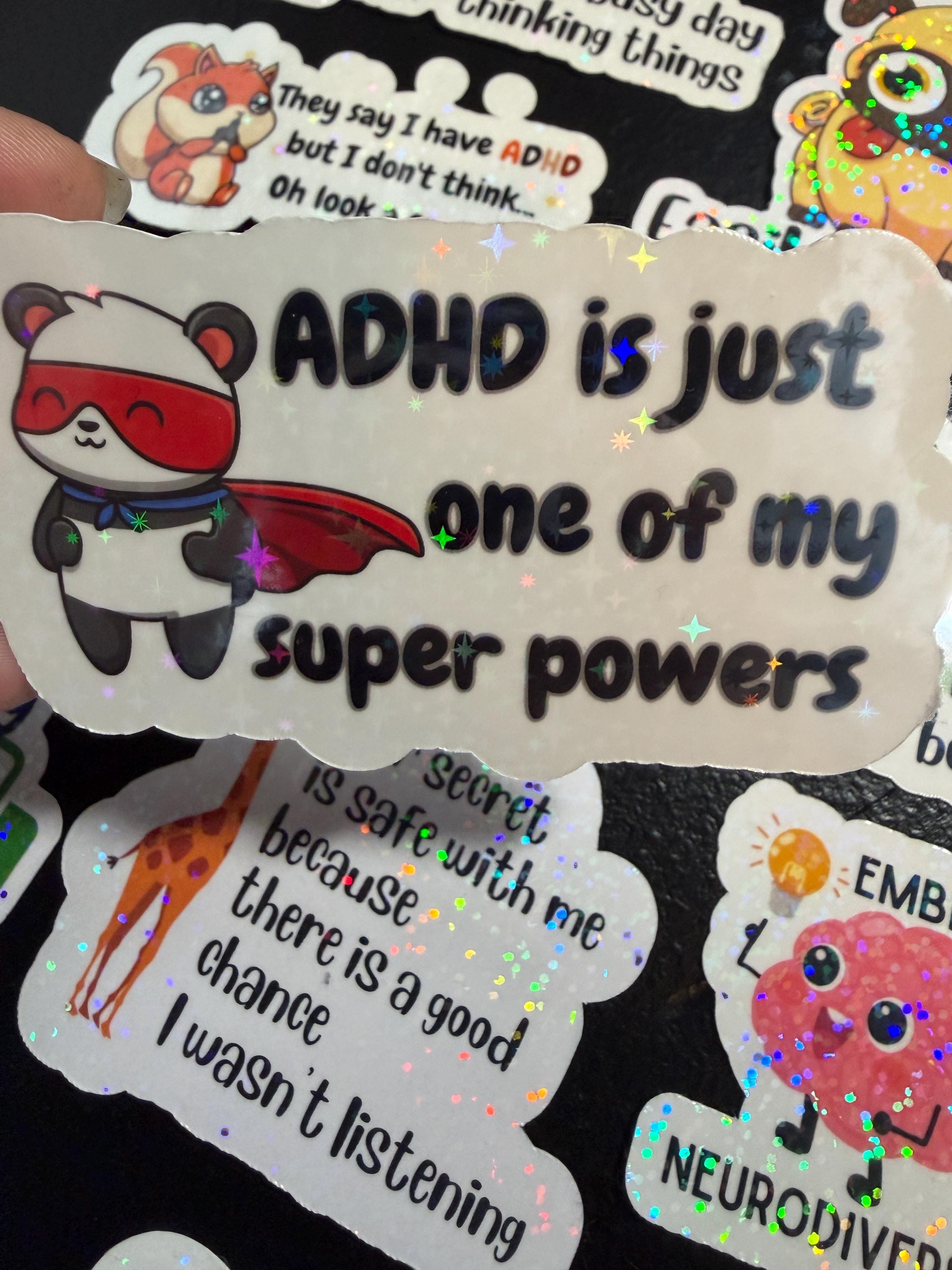 ADHD Sticker Pack - 15 Holographic vinyl stickers