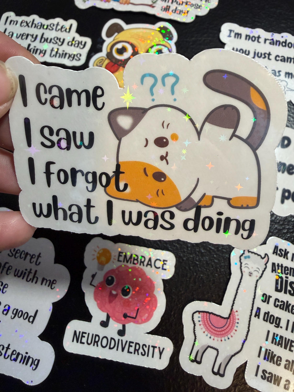 Funny ADHD Sticker Pack - 15 Holographic Vinyl Stickers