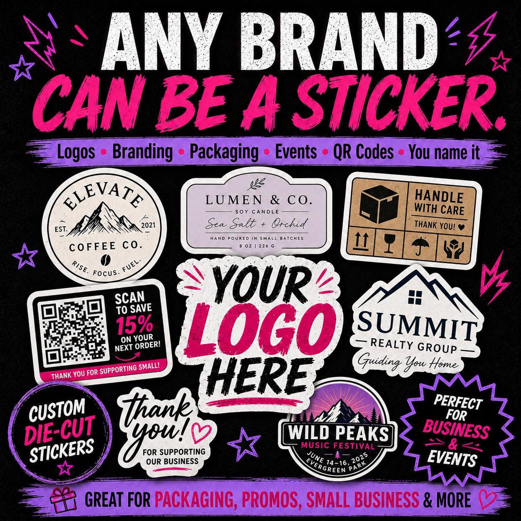 Custom Die-Cut Stickers, Business Logo, QR Code, Packaging Decals