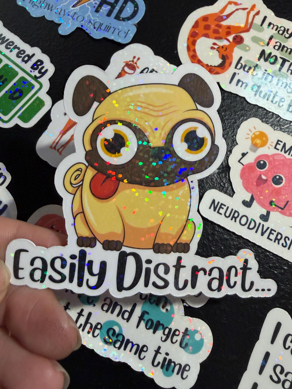 Funny ADHD Sticker Pack - 15 Holographic Vinyl Stickers
