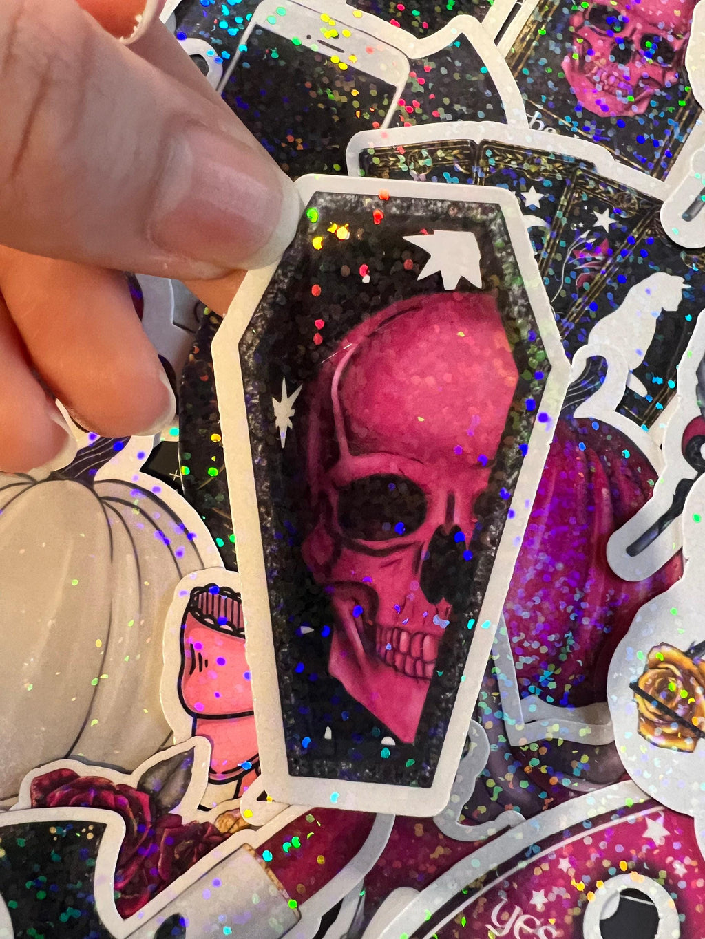 Pink and Black Goth Halloween Sticker Pack of 40 Individual Stickers