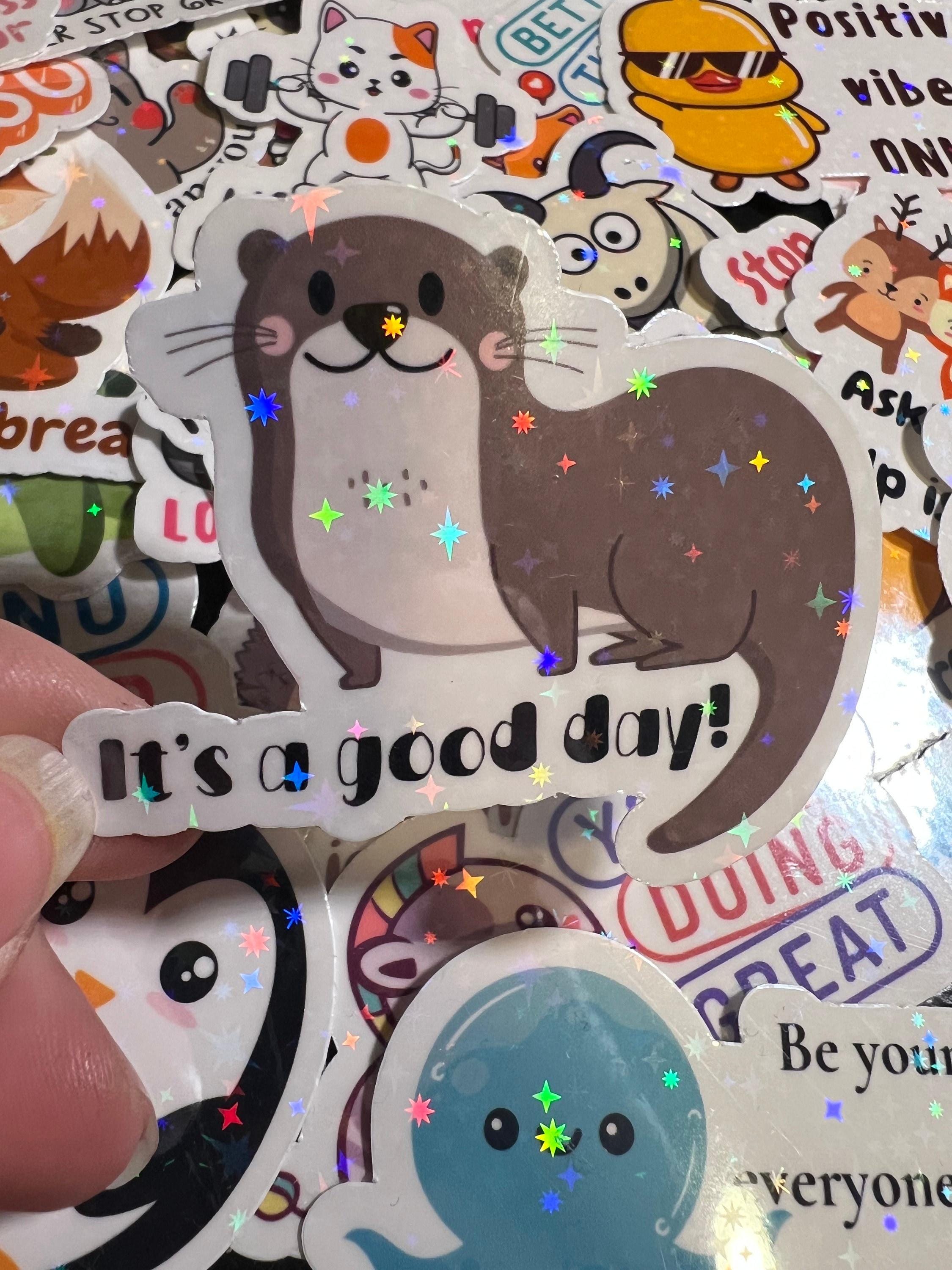 Holographic Positivity Stickers – Animal Motivational Quotes (25 Pack)