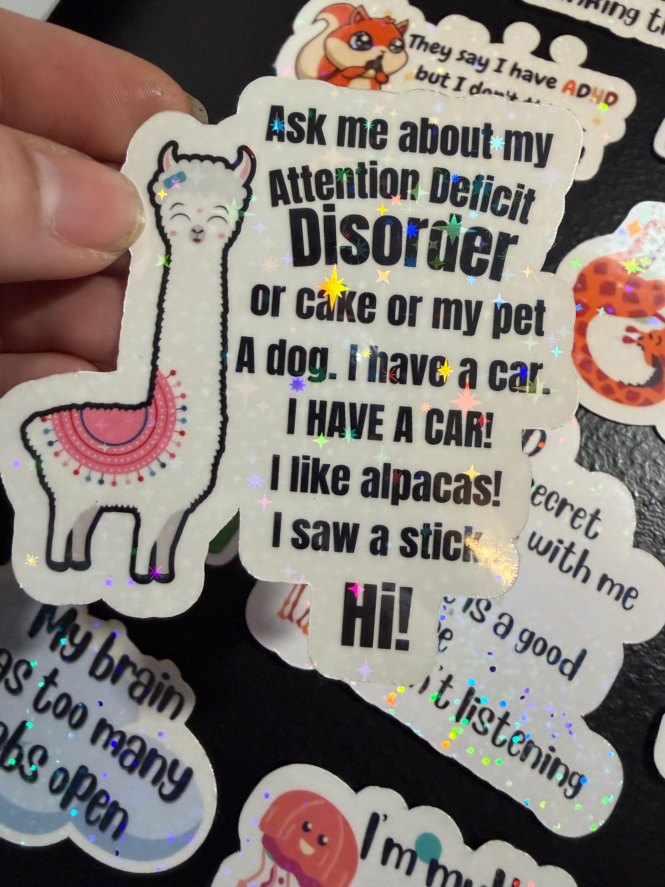 Funny ADHD Sticker Pack - 15 Holographic Vinyl Stickers