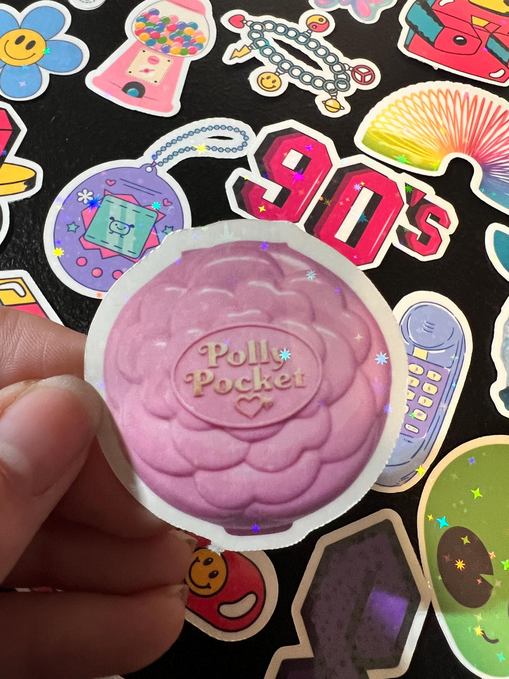 Holographic 90s Nostalgia Sticker Pack, 35 Retro Vinyl Decals (Water-Resistant)