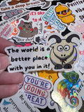 Holographic Positivity Stickers – Animal Motivational Quotes (25 Pack)