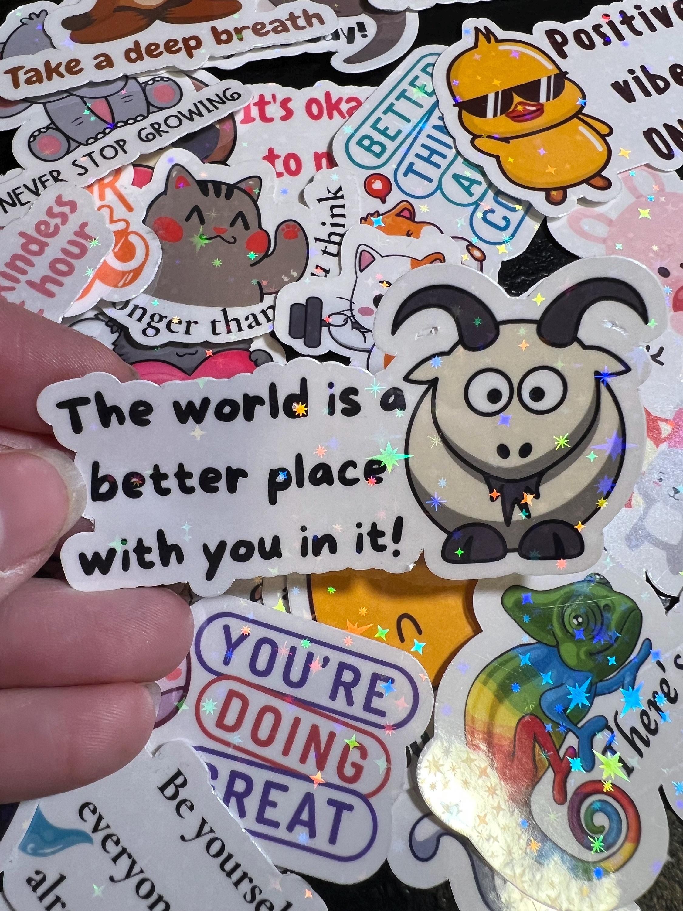 Holographic Positivity Stickers – Animal Motivational Quotes (25 Pack)