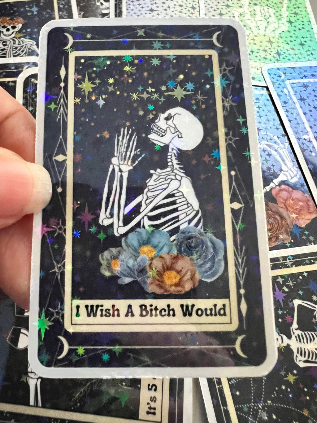 Holographic Tarot Skeleton Stickers – Funny Tarot Lover Gift Pack