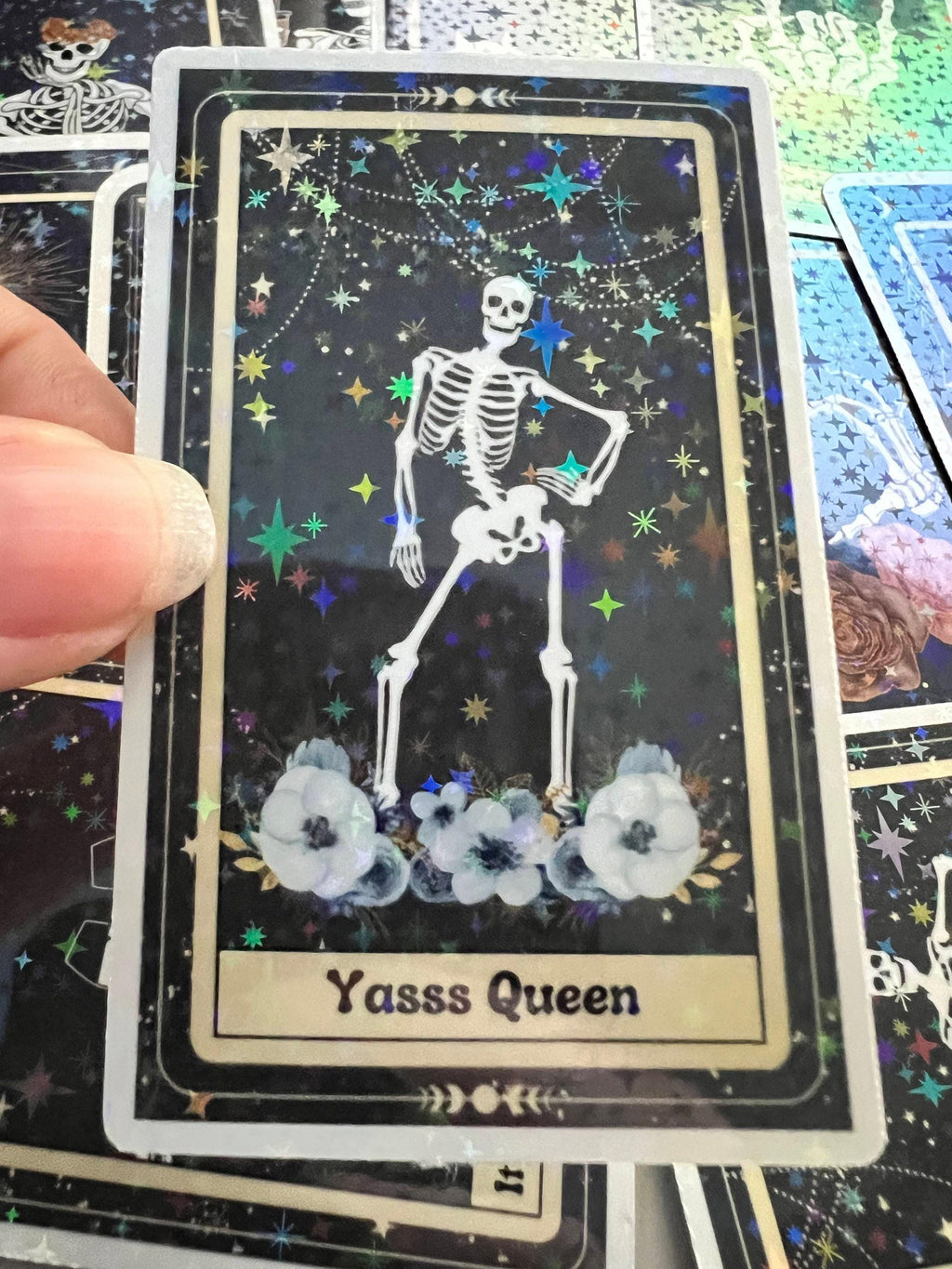 Holographic Tarot Skeleton Stickers – Funny Tarot Lover Gift Pack