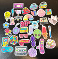 Holographic 90s Nostalgia Sticker Pack, 35 Retro Vinyl Decals (Water-Resistant)