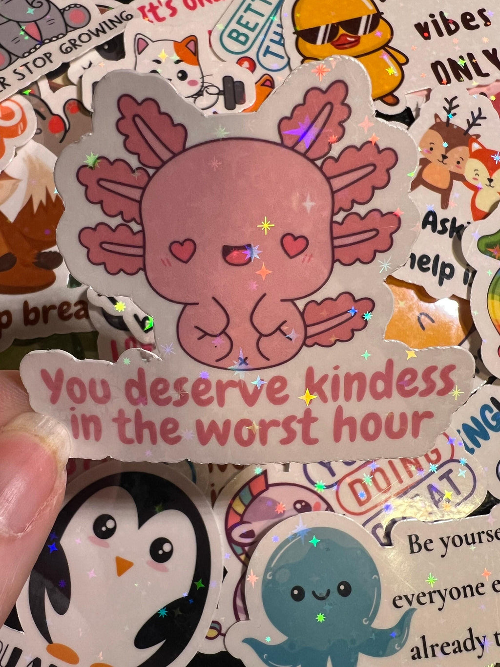 Holographic Positivity Stickers – Animal Motivational Quotes (25 Pack)