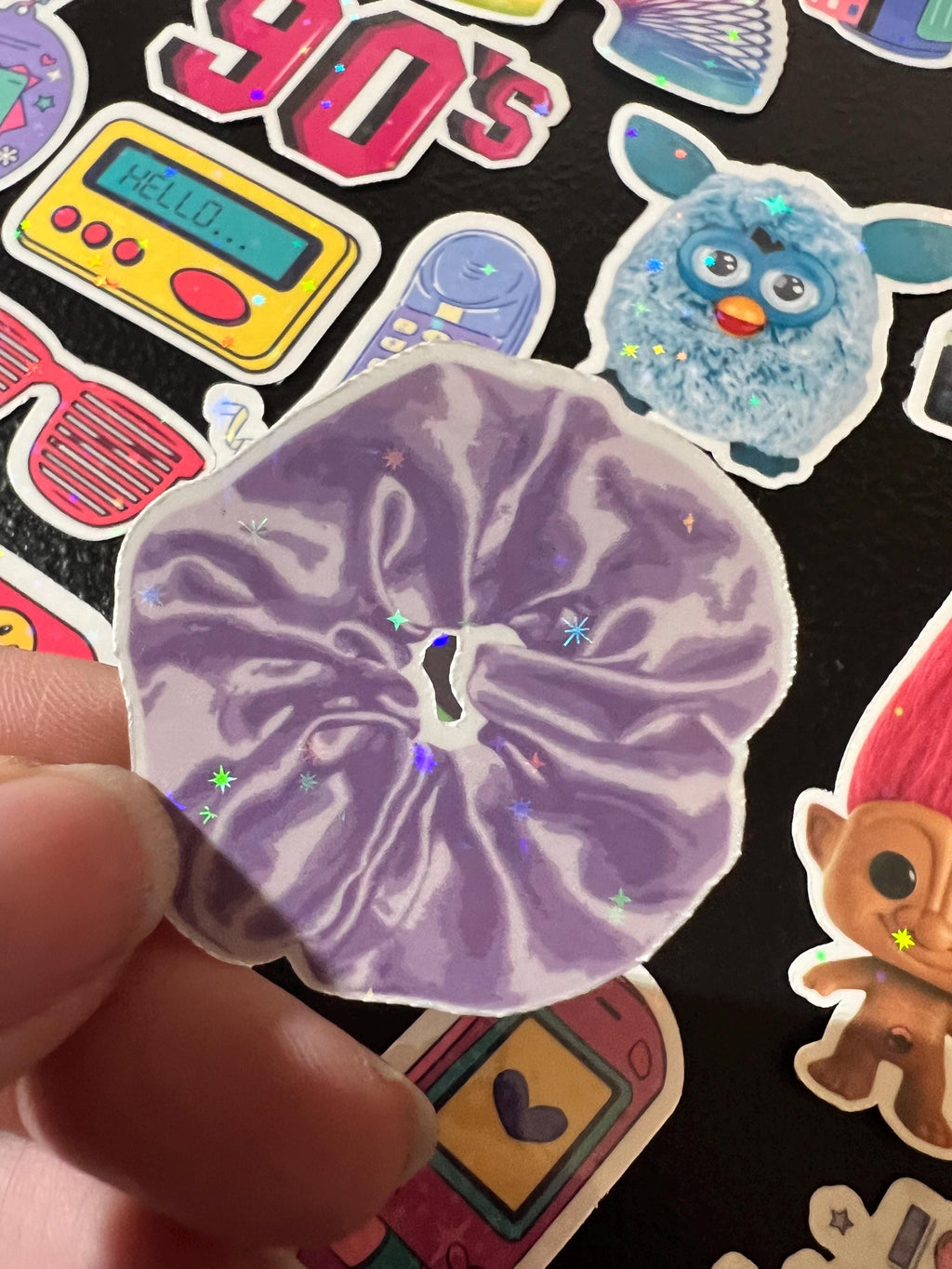 Holographic 90s Nostalgia Sticker Pack, 35 Retro Vinyl Decals (Water-Resistant)