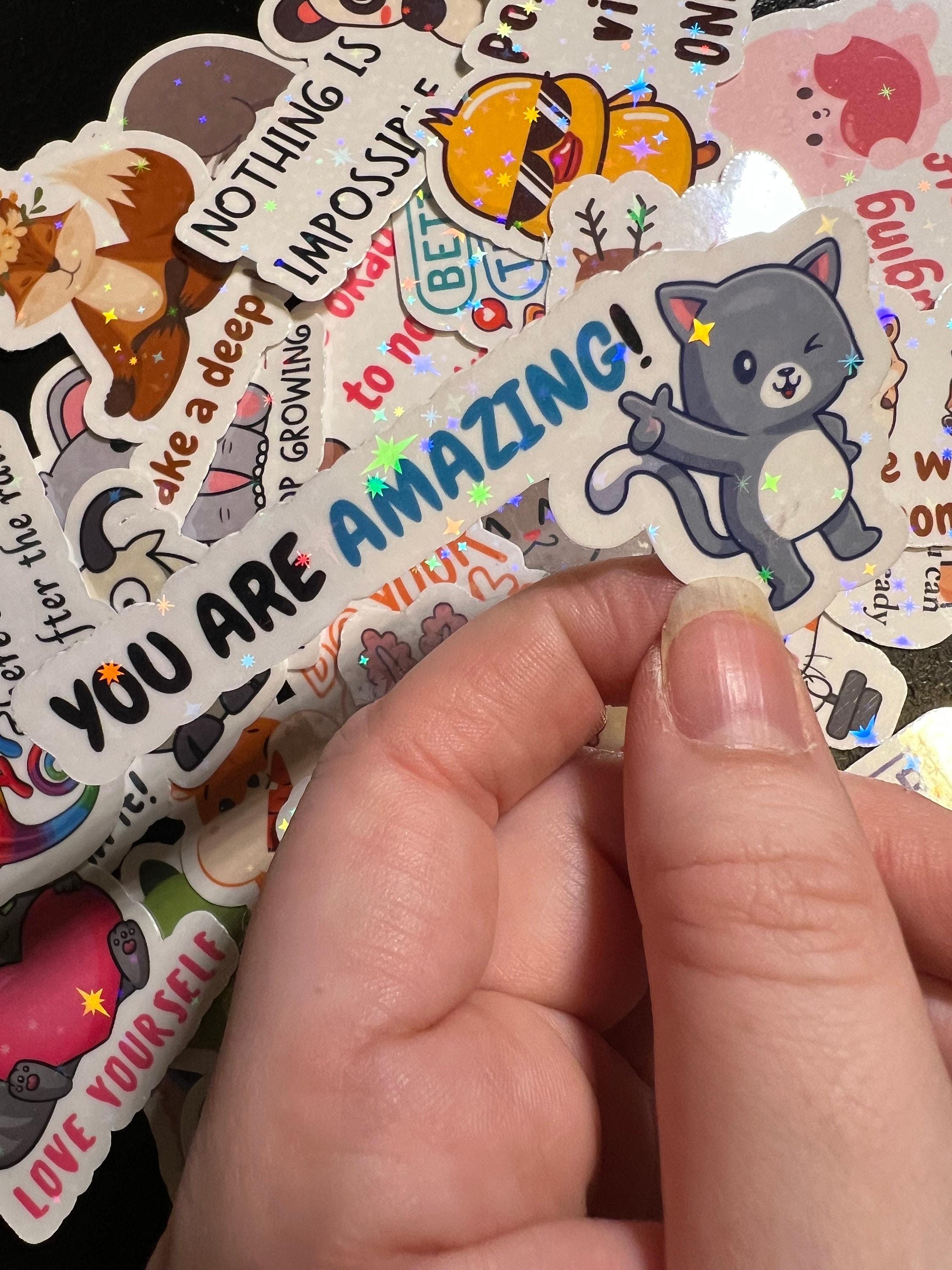 Holographic Positivity Stickers – Animal Motivational Quotes (25 Pack)